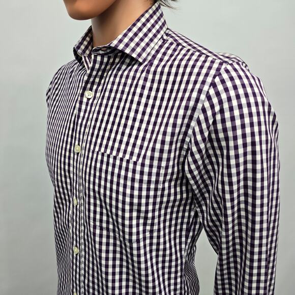 J. Crew Thompson Shirtings Wrinkle Free Shirt 80s 2-Ply Gingham Check S 14-14.5 - Picture 5 of 11